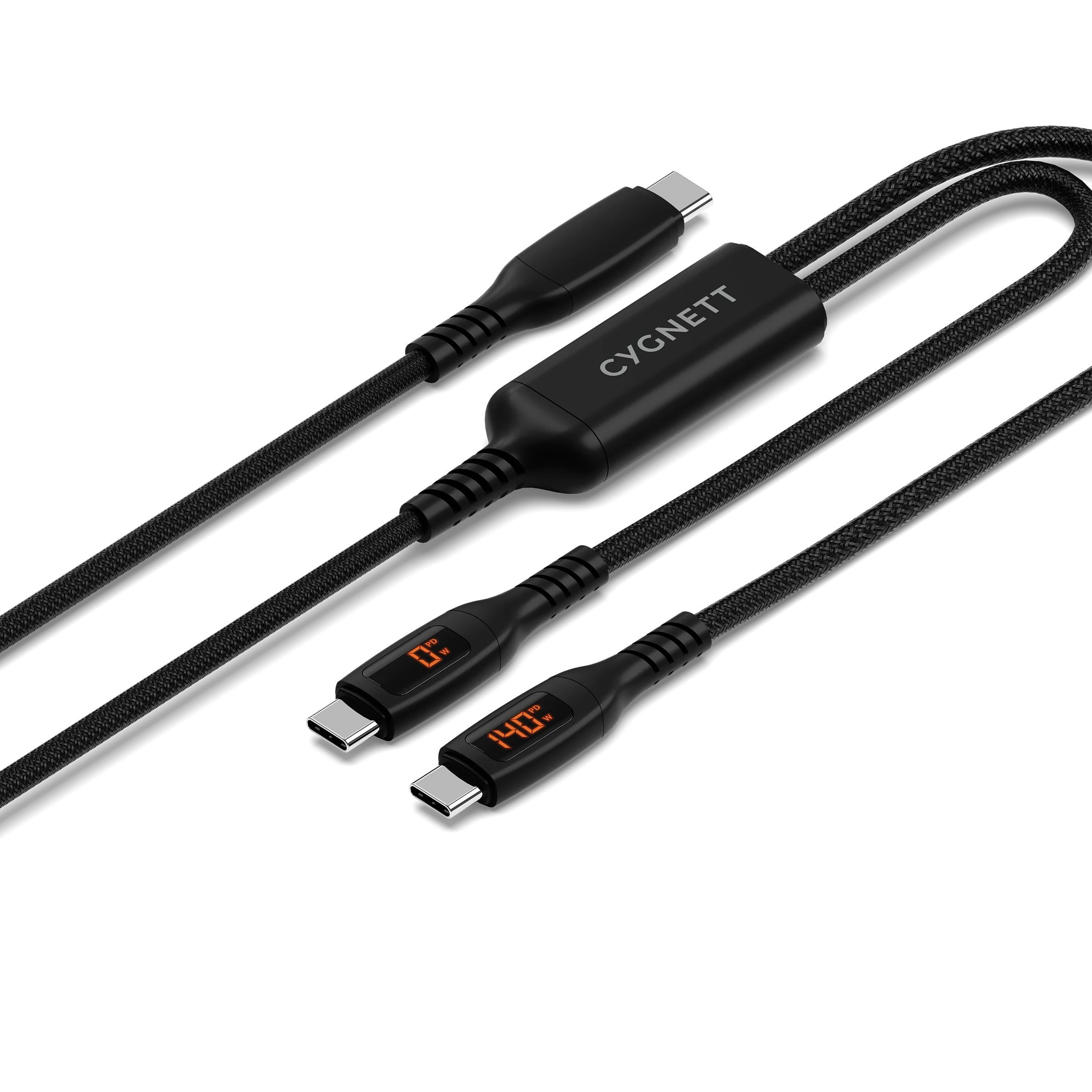 140W USB-C to Dual USB-C Split LED Cable - 1.5M