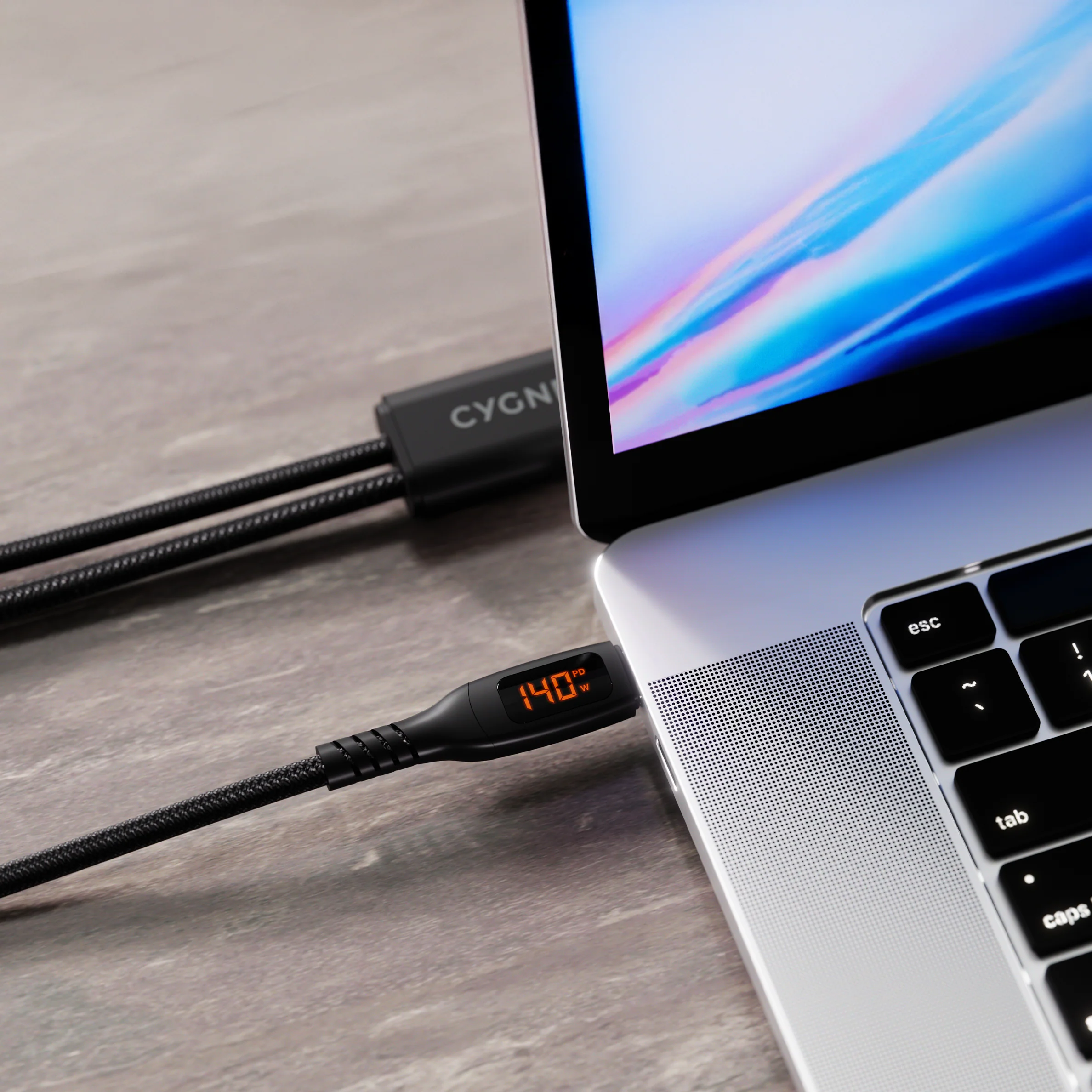 140W USB-C to Dual USB-C Split LED Cable - 1.5M - Image 2