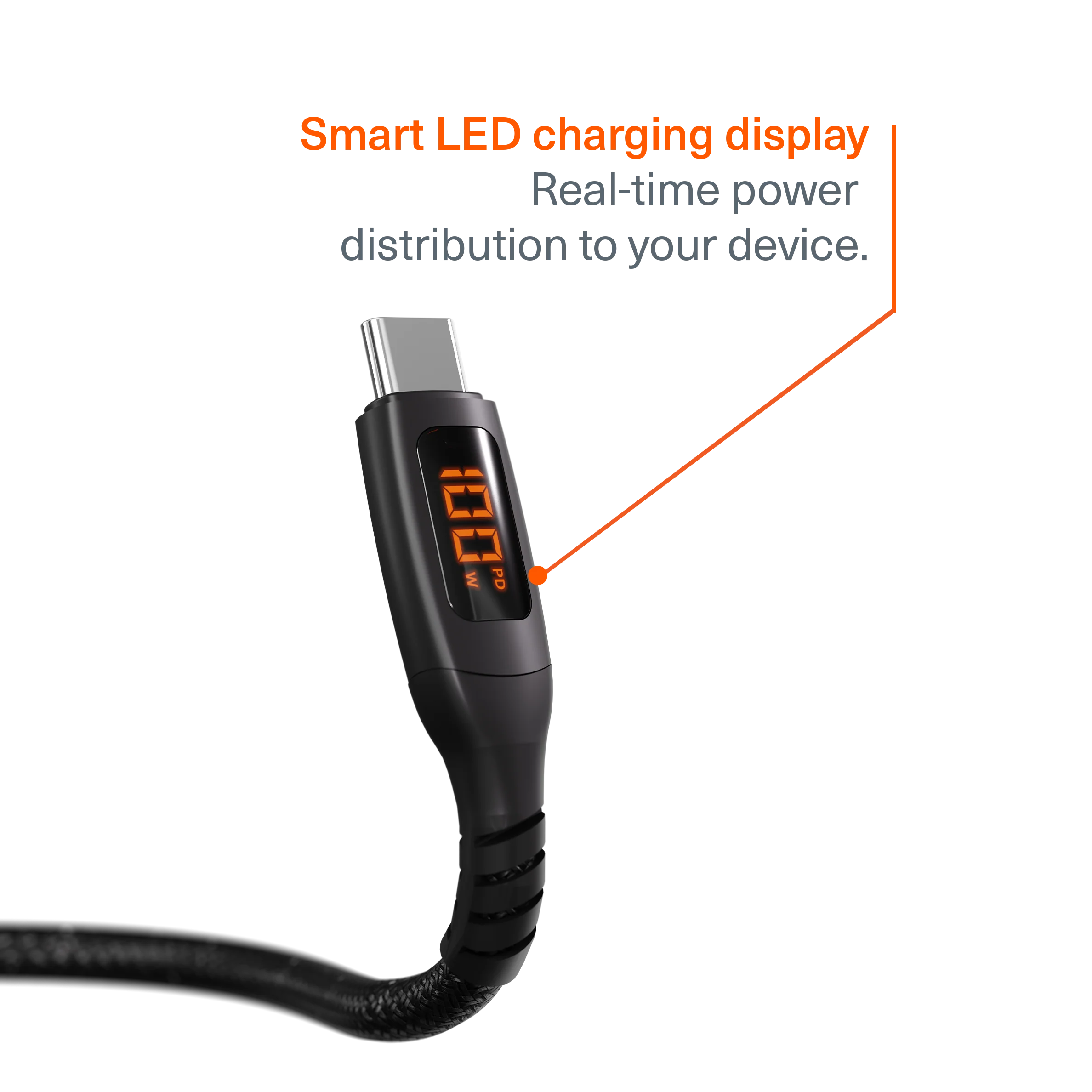 100W USB-C to USB-C LED Cable - 1M - Image 3