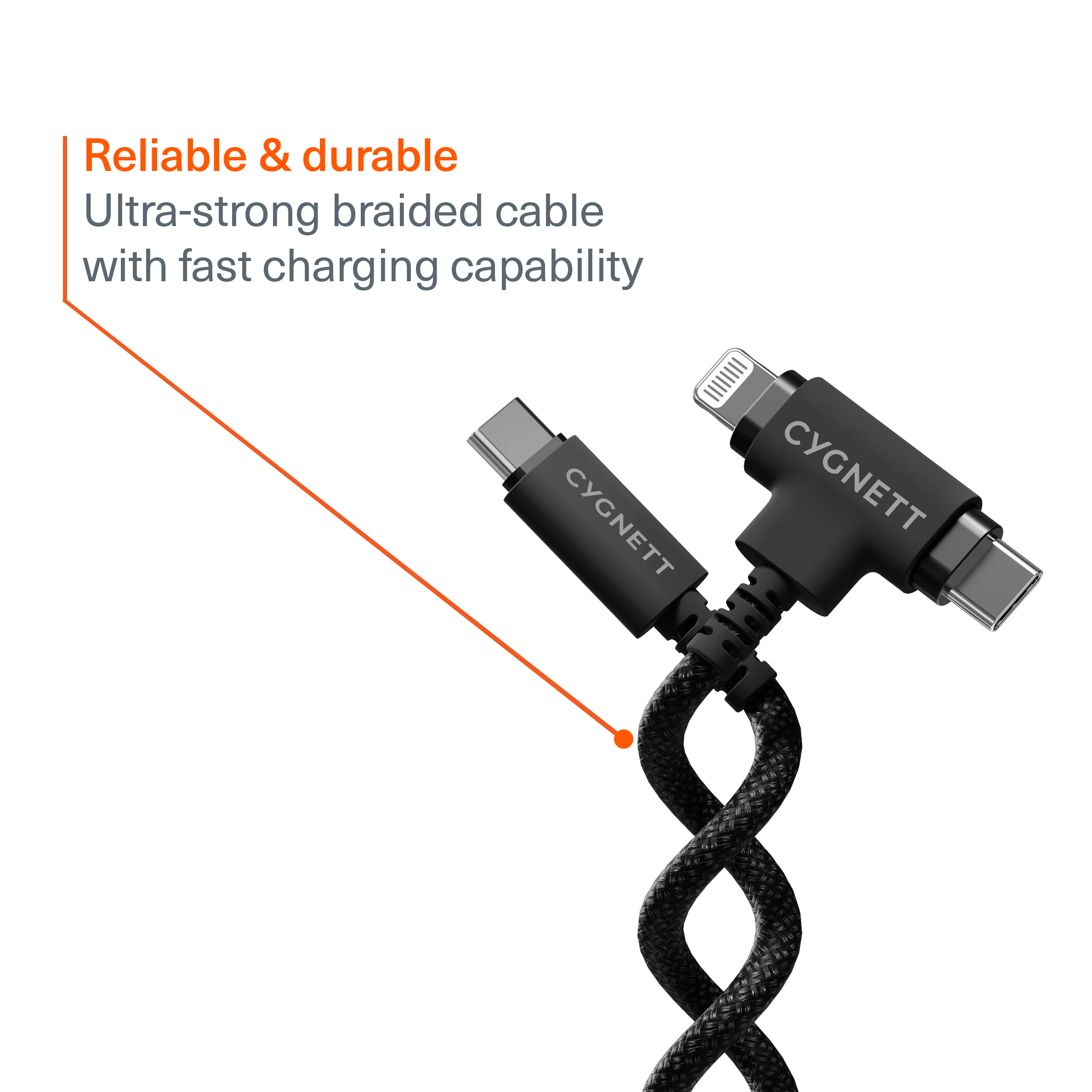 60W USB-C to 2-in-1 Cable - 1M - Image 3