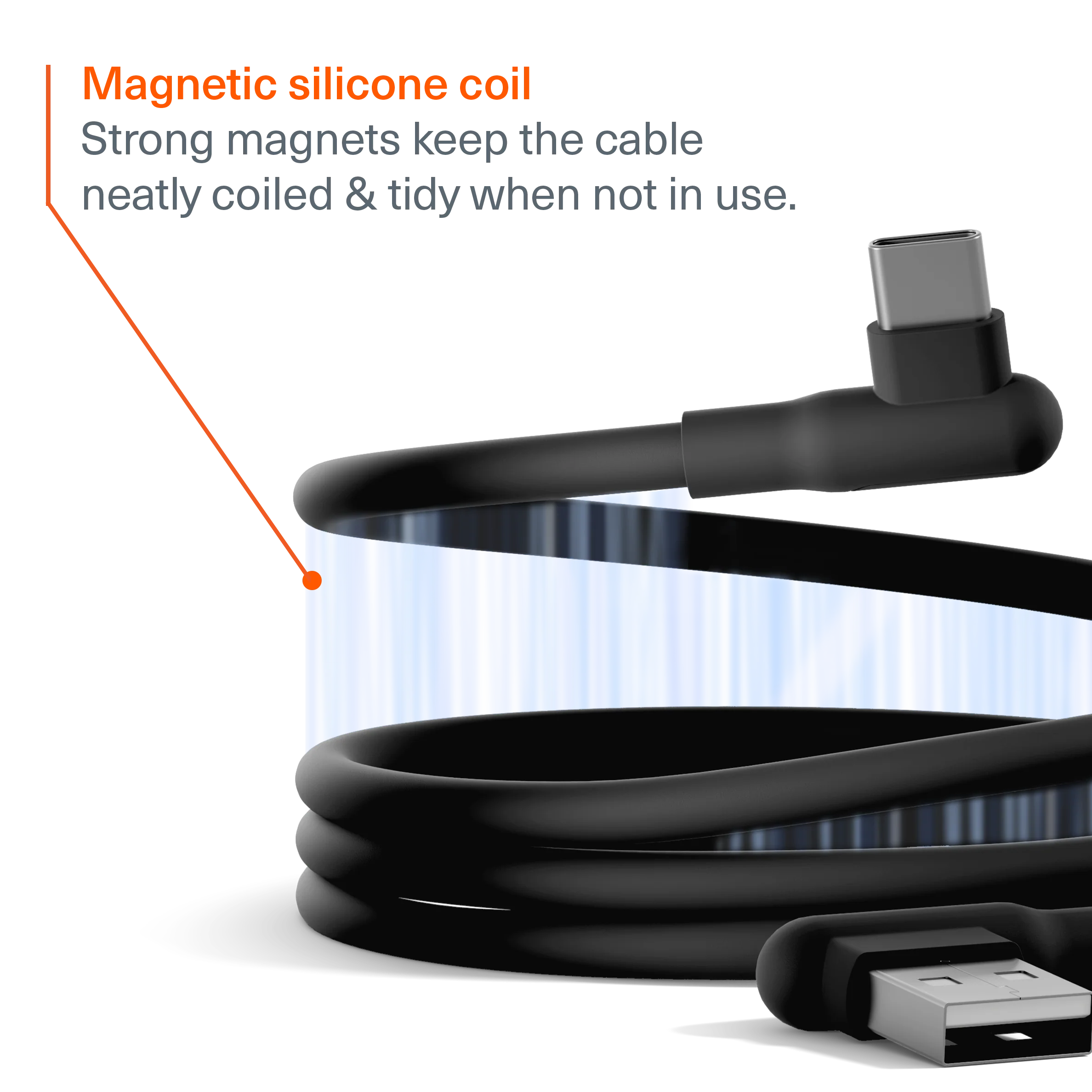 Right Angle USB-C to USB-A Magnetic Cable - 70CM - Image 3