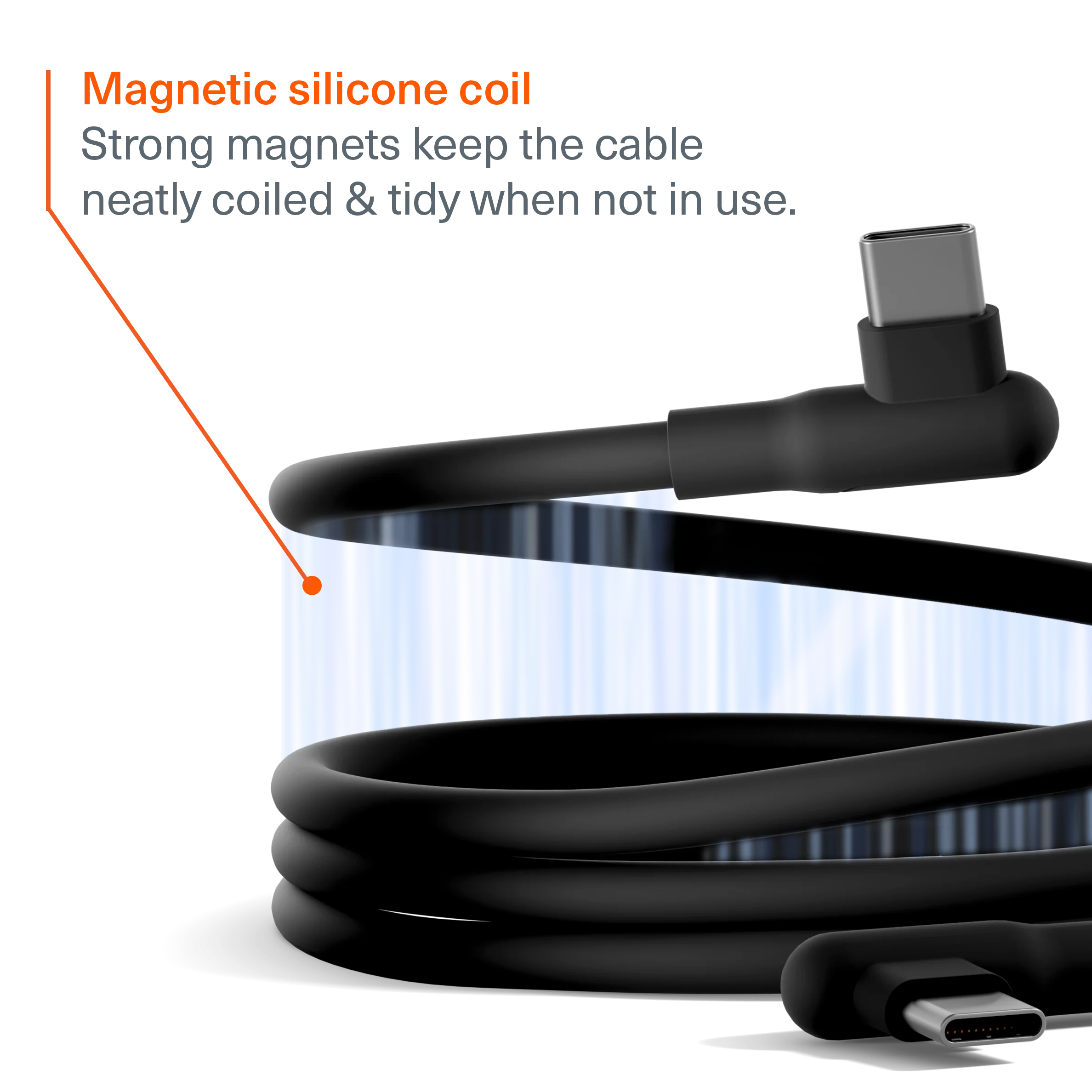 Right Angle USB-C to USB-C Magnetic Cable - 70CM - Image 3