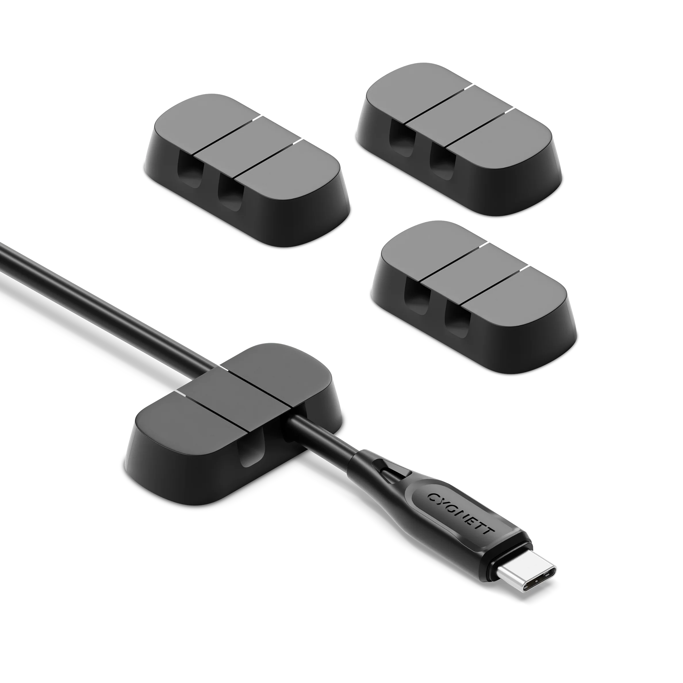 Dual Slot Cable Organisers 4 Pack - Black