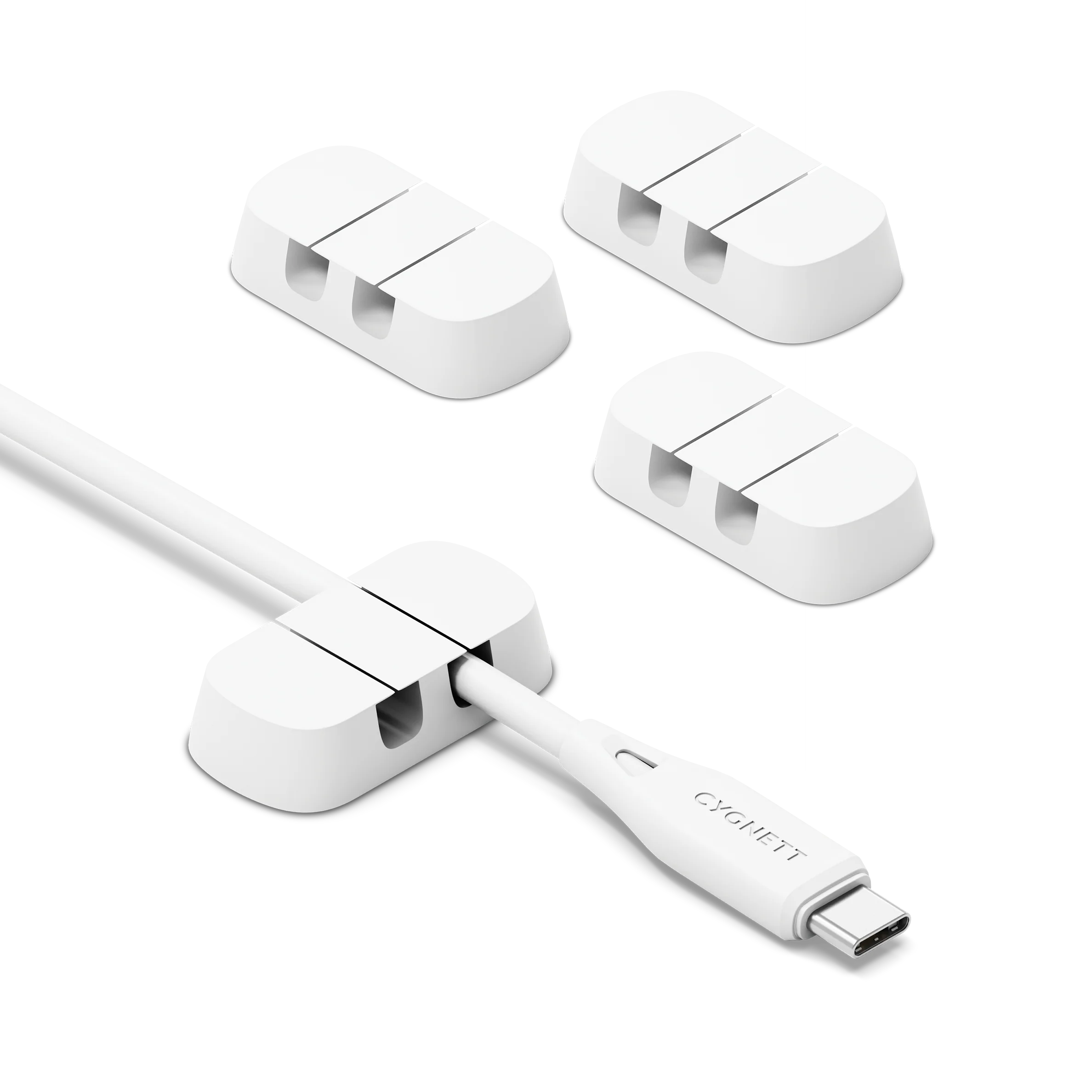 Dual Slot Cable Organisers 4 Pack - White