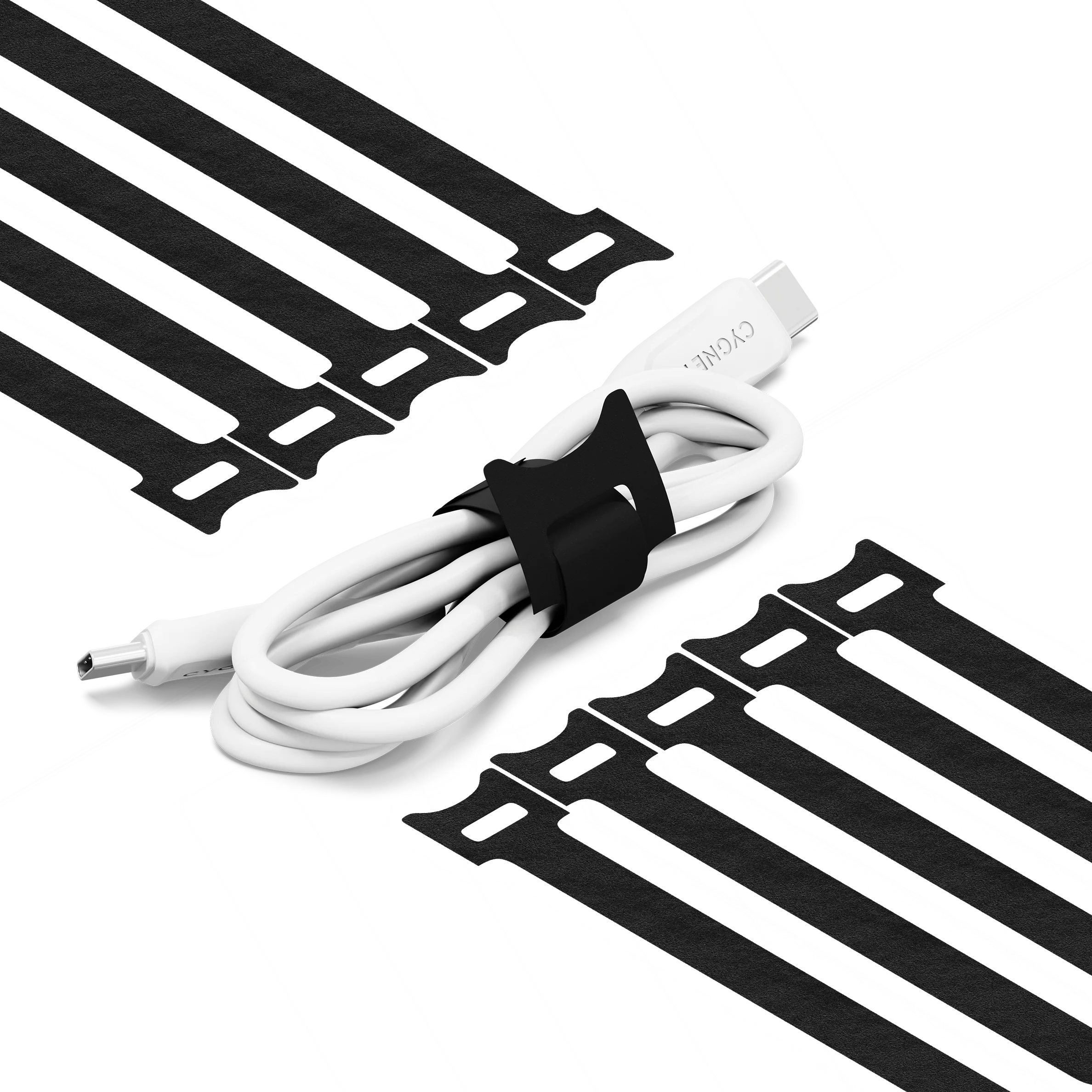 Hook and Loop Fastening Cable Organisers 10 Pack - Black