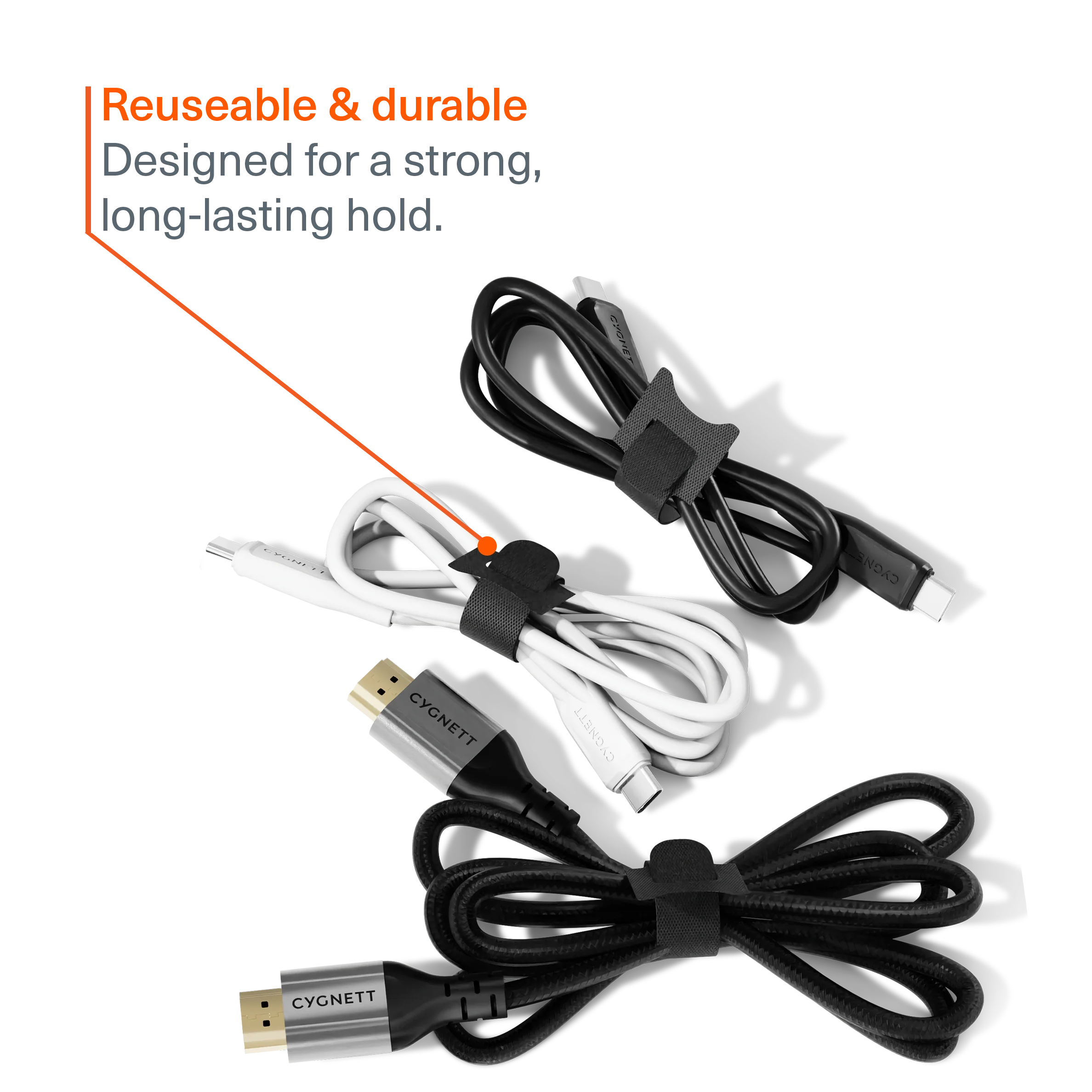 Hook and Loop Fastening Cable Organisers 10 Pack - Black - Image 2