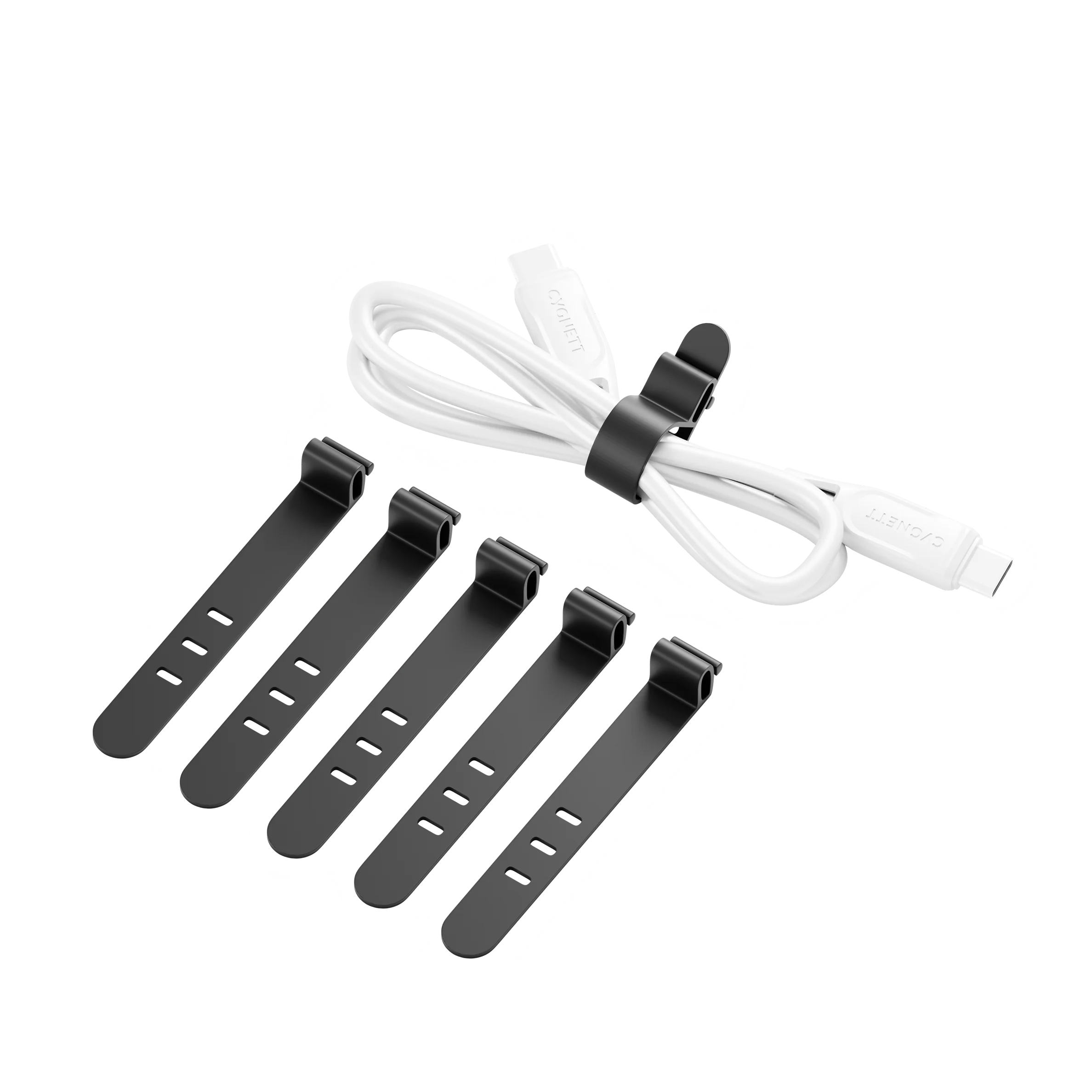 Hook and Loop Silicone Cable Organisers 6 Pack - Black