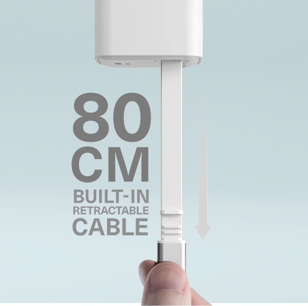 30W USB-C GaN Wall Charger with Retractable Cable - Image 3