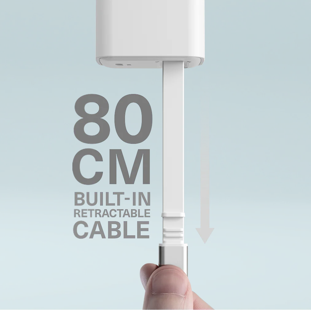 65W USB-C GaN Wall Charger with Retractable Cable - Image 3