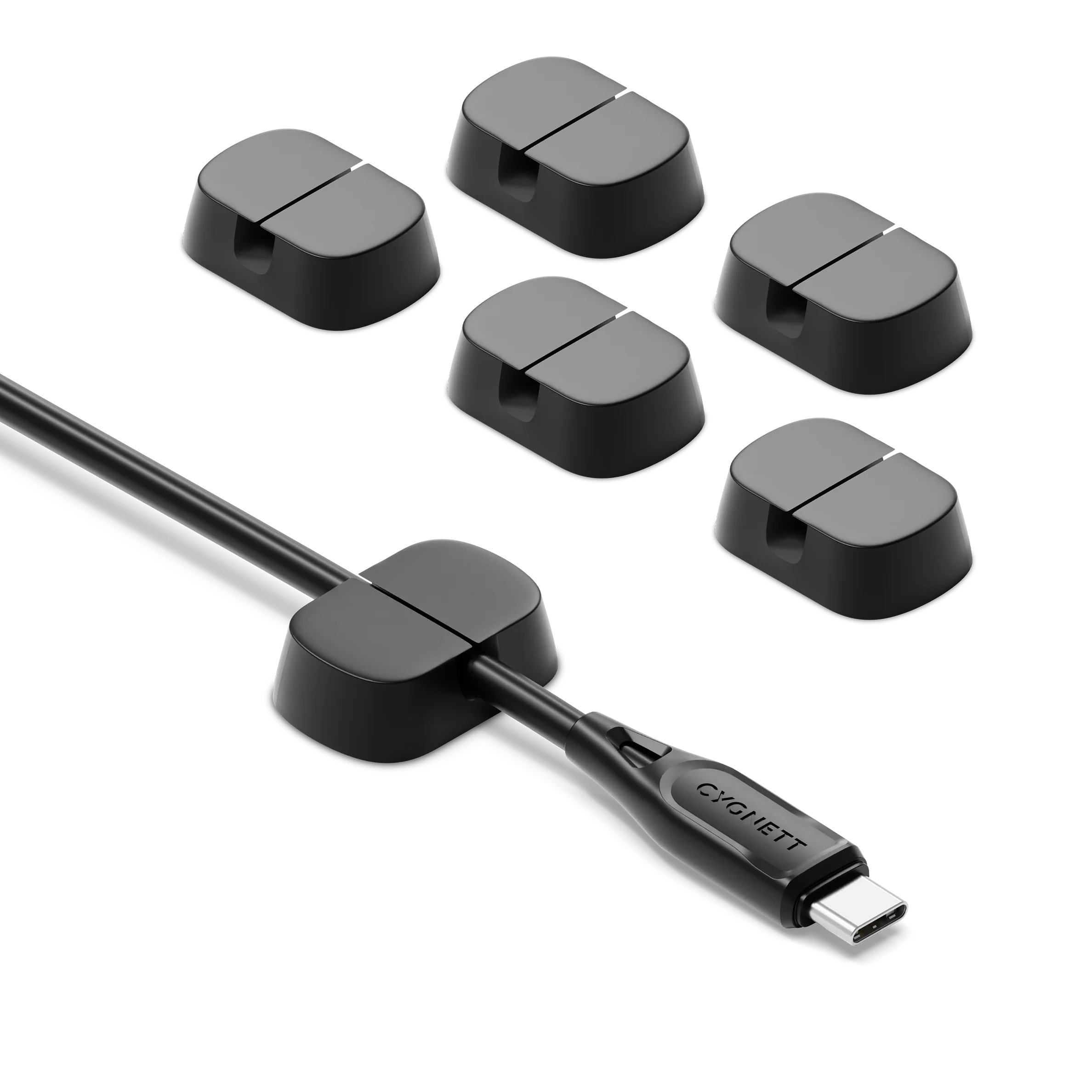 Single Slot Cable Organisers 6 Pack - Black