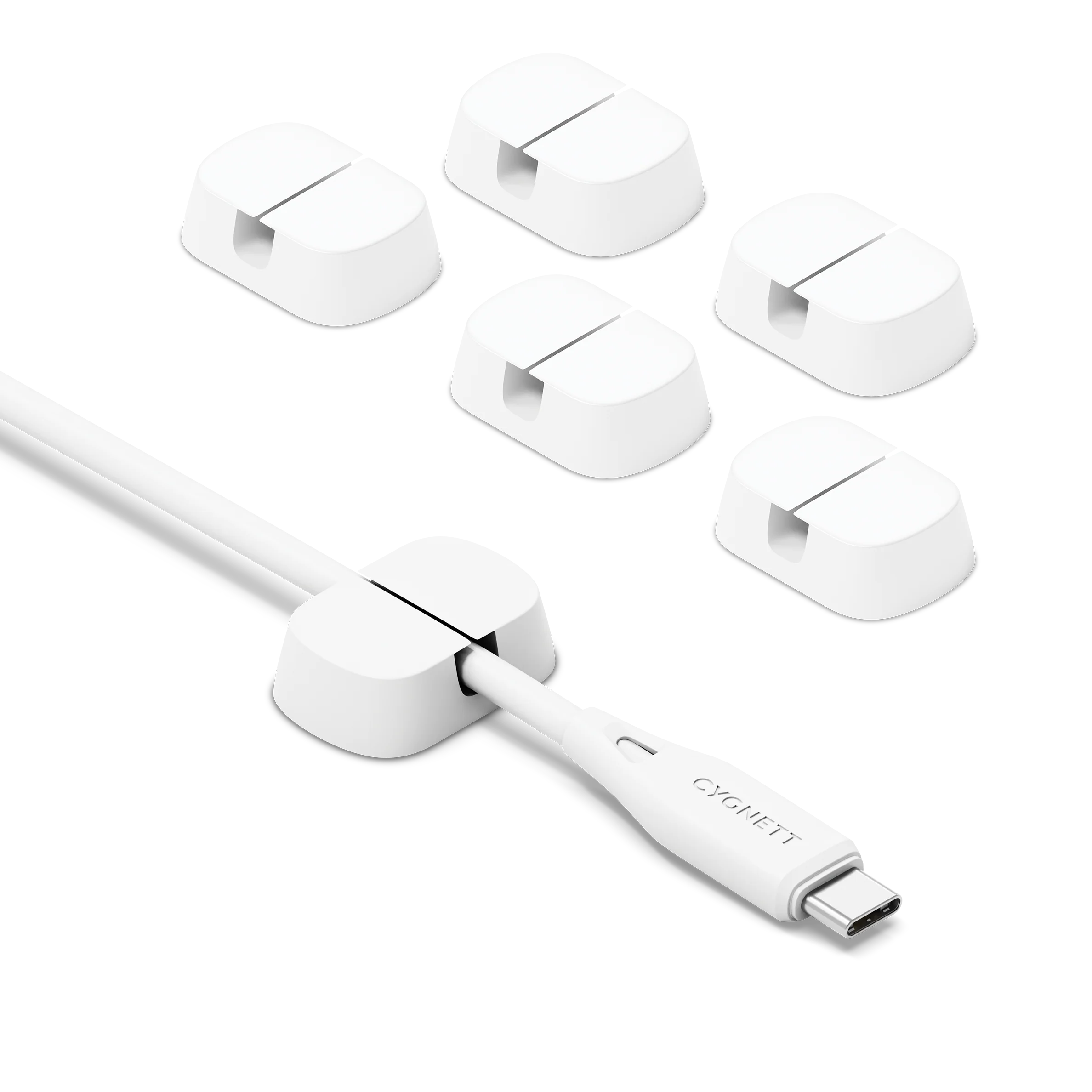 Single Slot Cable Organisers 6 Pack - White