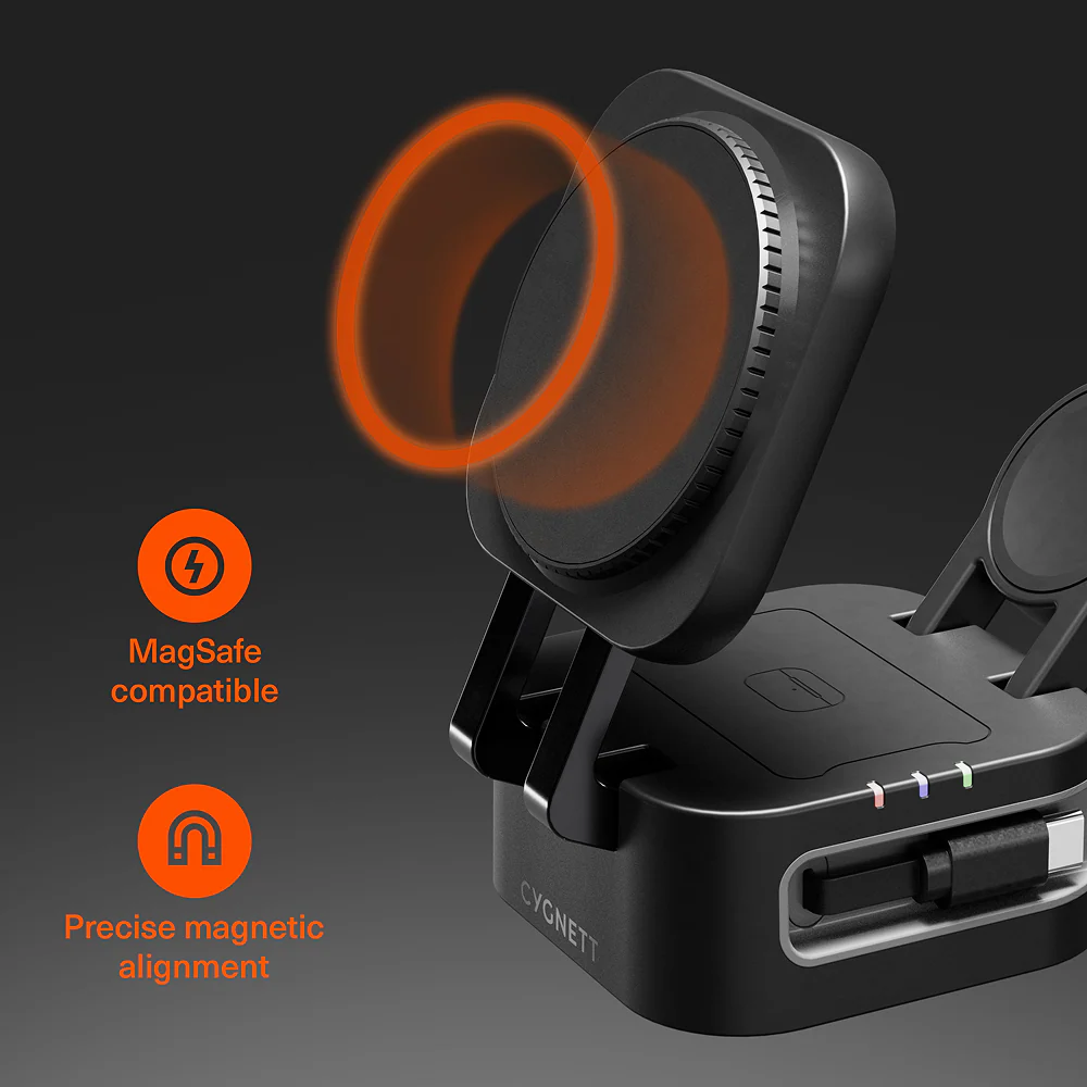 3-in-1 Foldable Wireless Charger with Retractable Cable - Image 2
