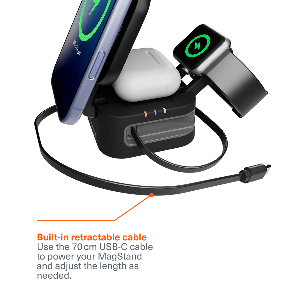 3-in-1 Foldable Wireless Charger with Retractable Cable - Image 4